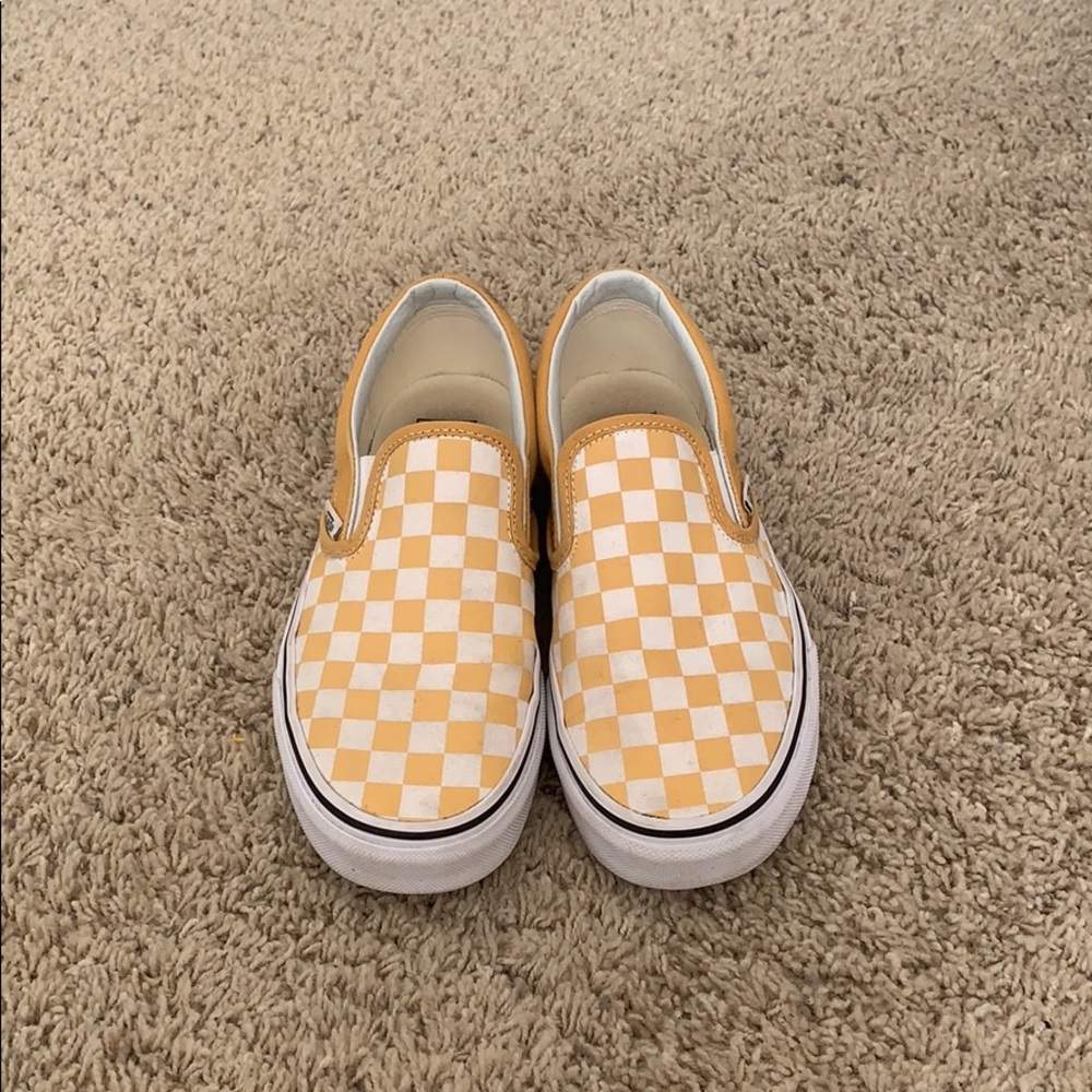 Yellow Checkered Vans, worm once!